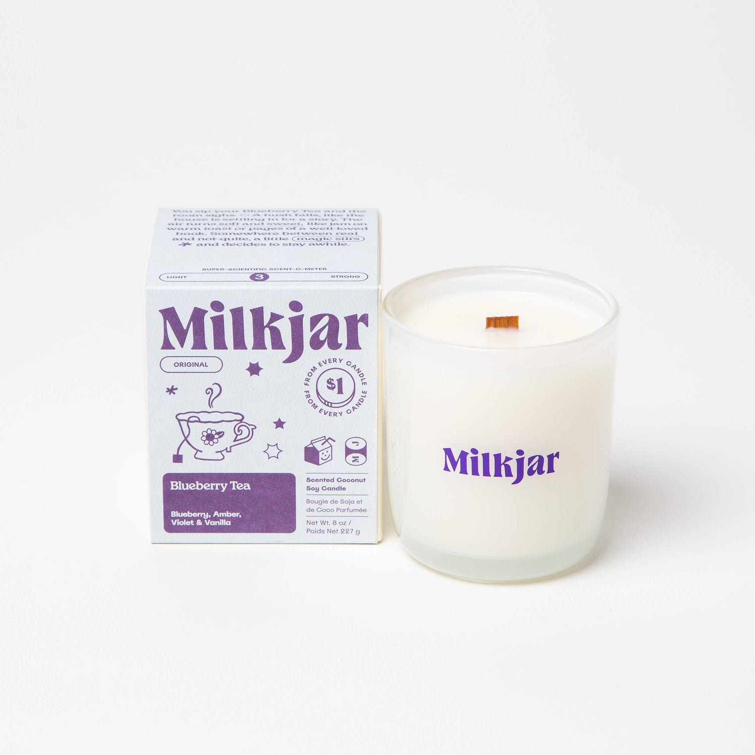 Milk Jar Candle Co. - Blueberry Tea - Blueberry, Amber, Vanilla Coconut Soy Candle