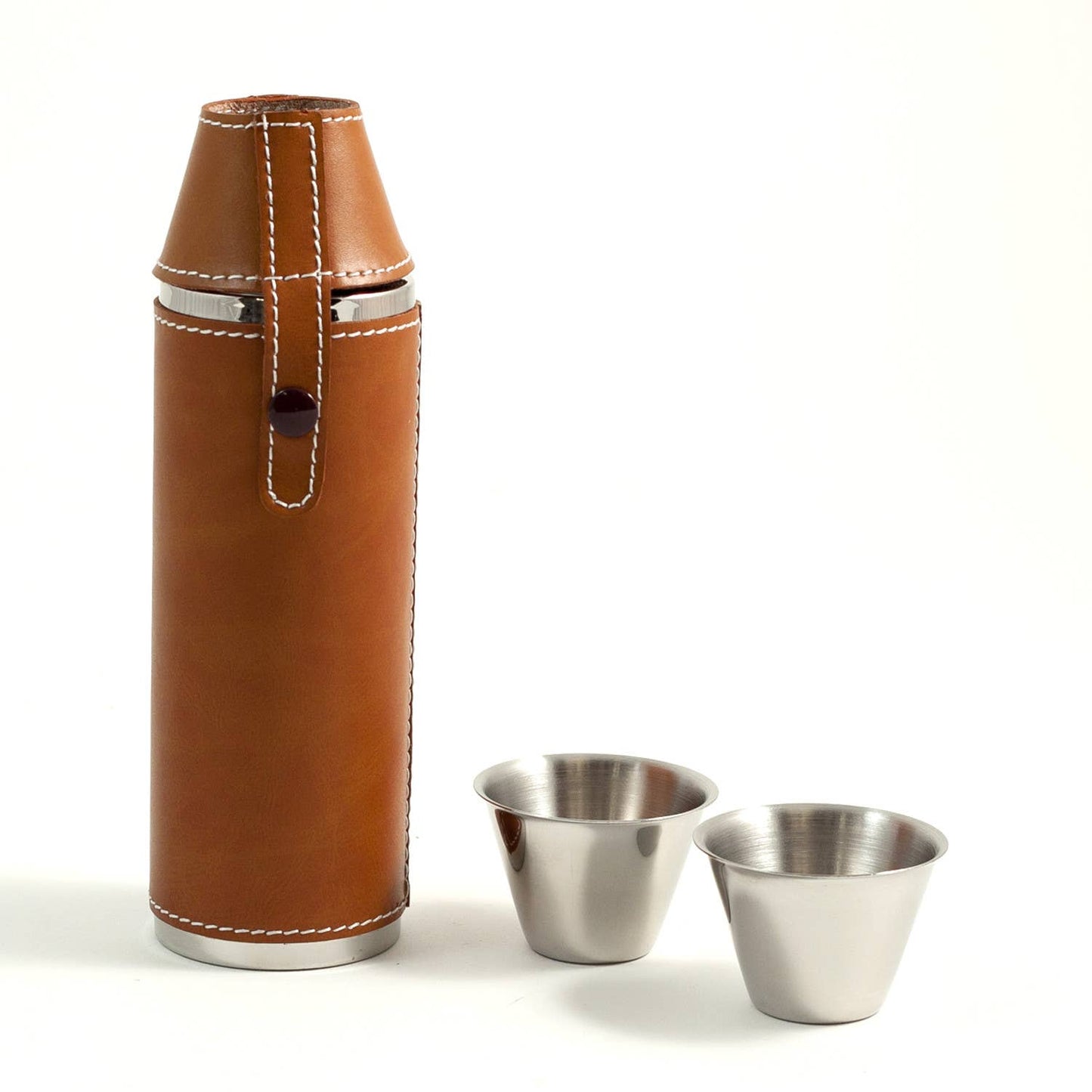 10 oz. Stainless Steel Tan Leather Flask