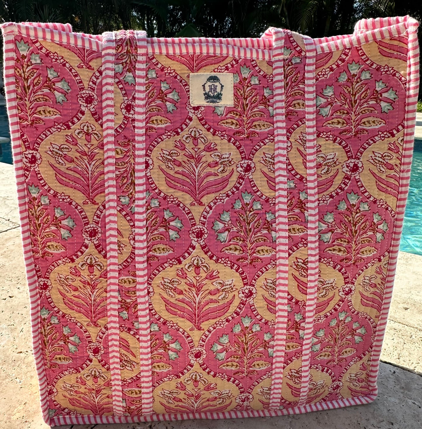 Pink Trellis Dream Quilted Tote Bag