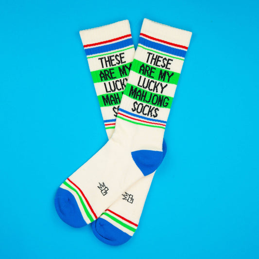 Gumball Poodle - These Are My Lucky Mahjong Socks Gym Crew Socks - Jennie Dots