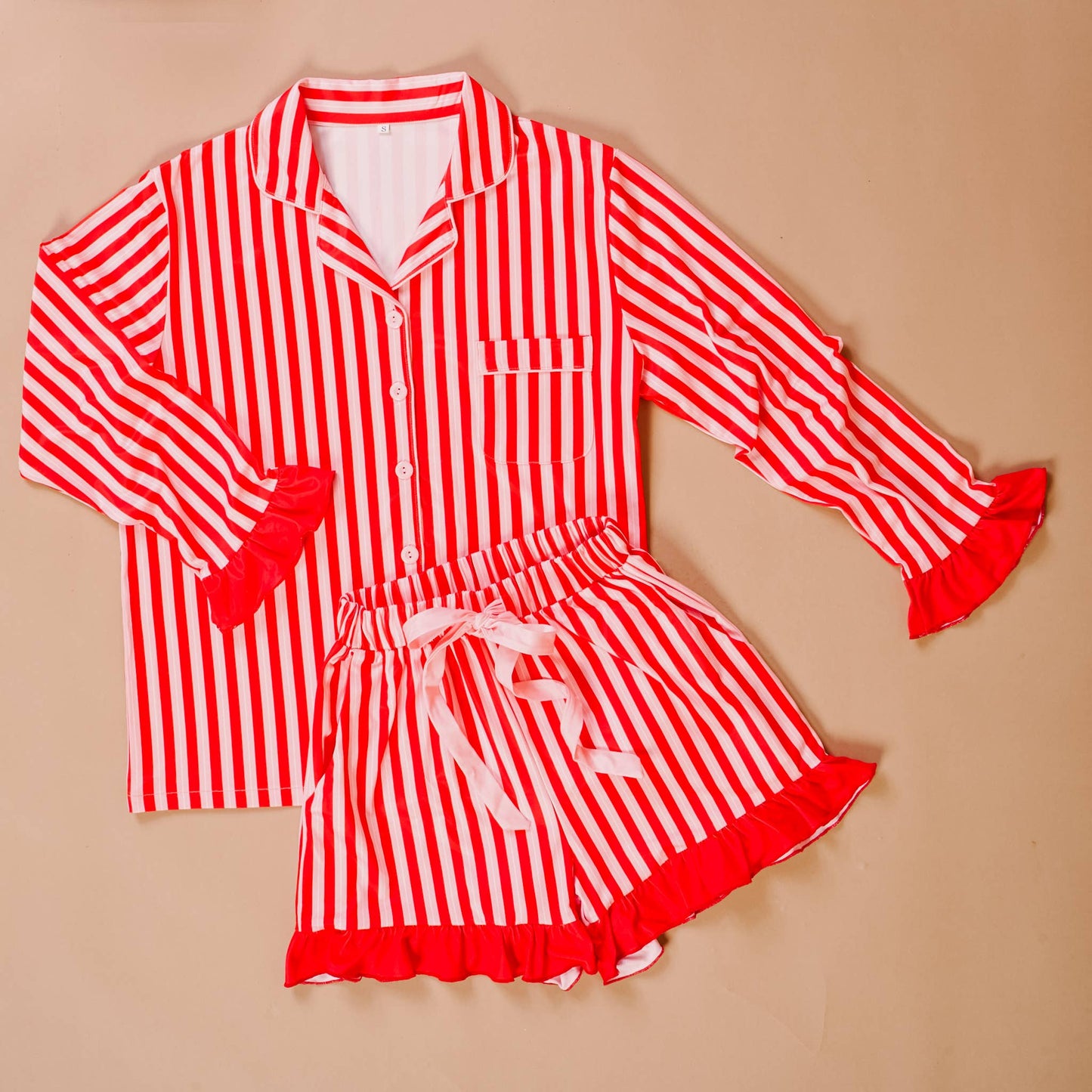 The Darling Effect - Sweet Dreams Pajama Shorts Set-Peppermint Stripes