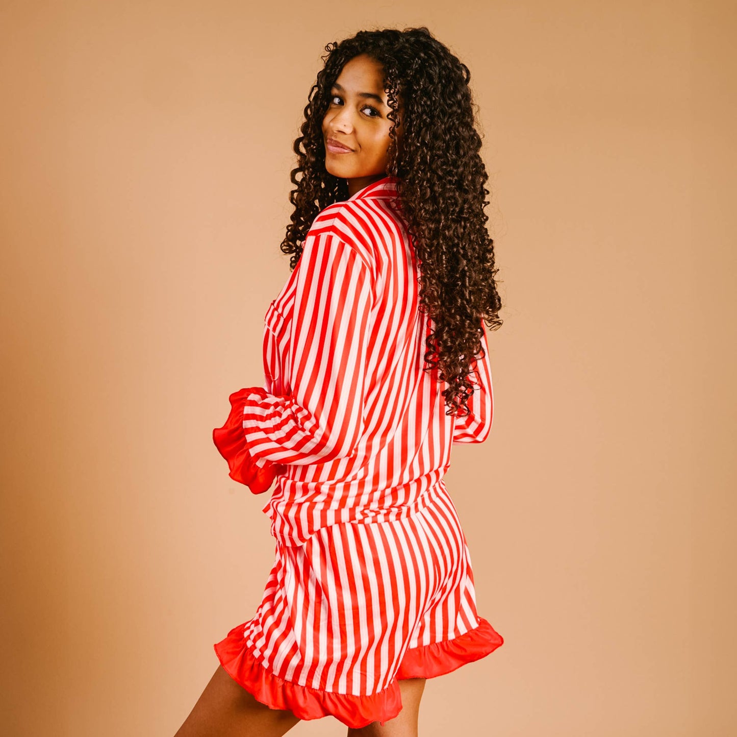 The Darling Effect - Sweet Dreams Pajama Shorts Set-Peppermint Stripes