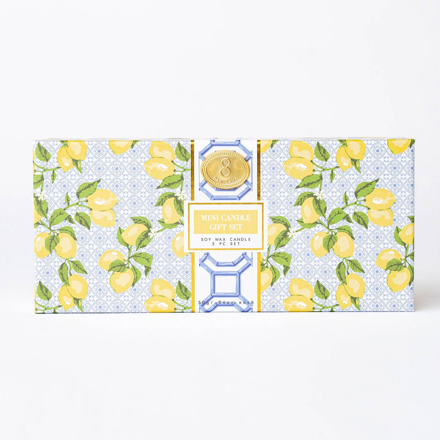 8 Oak Lane - Lemon Trellis 3 Piece Assorted Candle Boxed Set - Jennie Dots