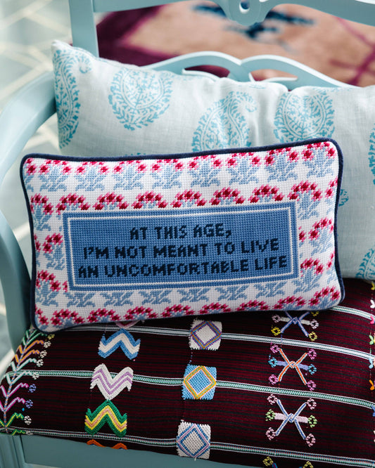 Uncomfortable Life Needlepoint Pillow - Jennie Dots