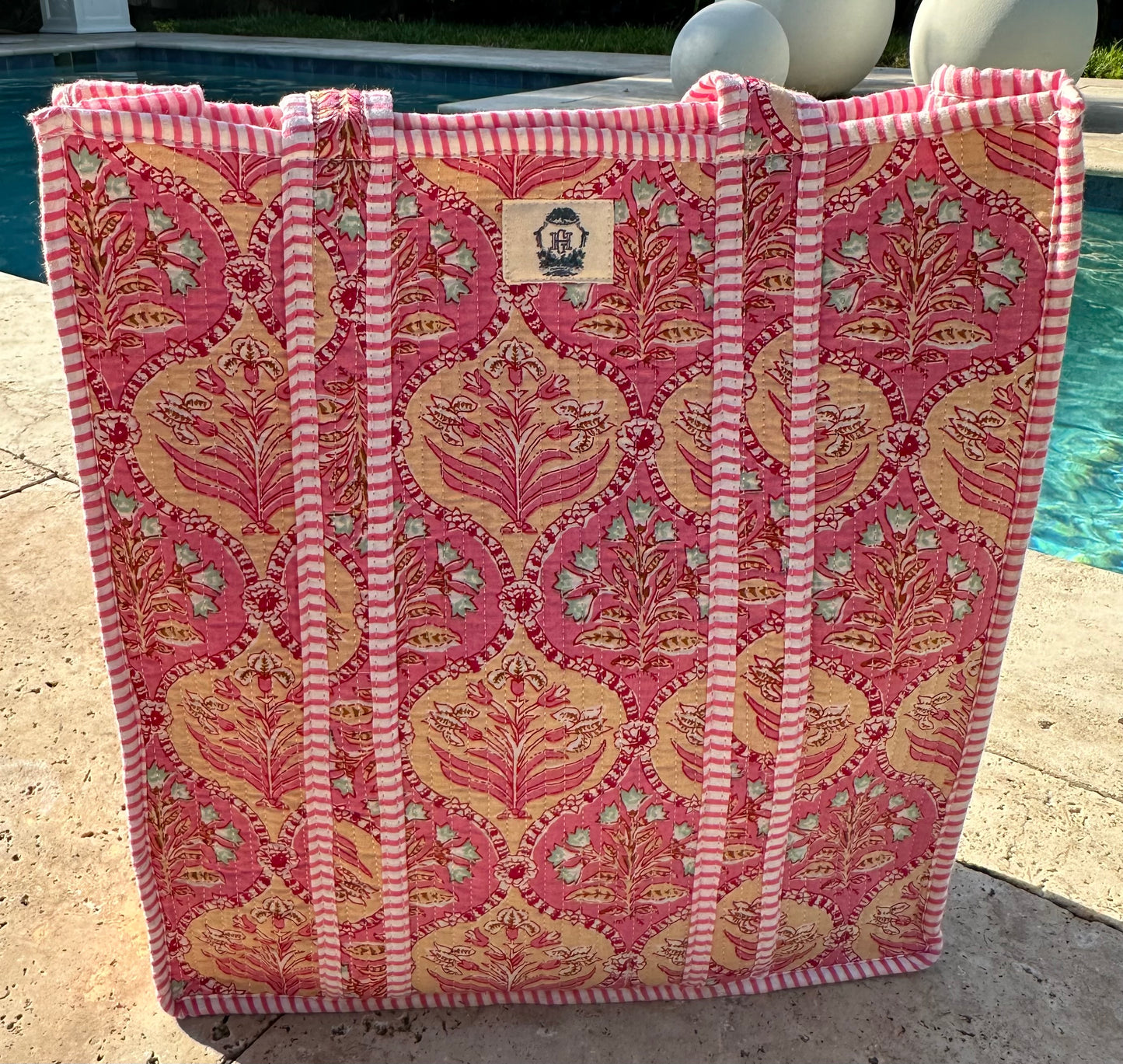 Pink Trellis Dream Quilted Tote Bag