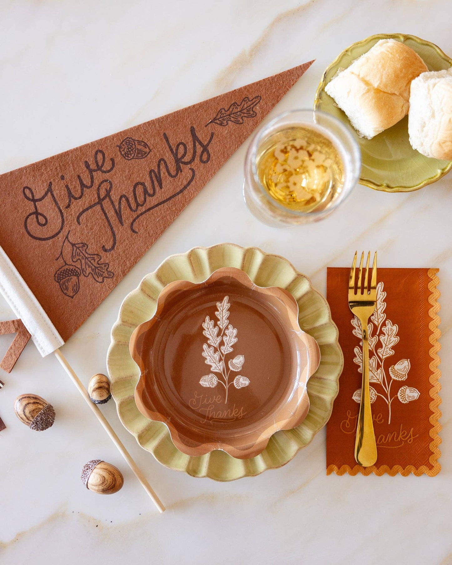 Acorns Give Thanks Dinner Napkin - Jennie Dots