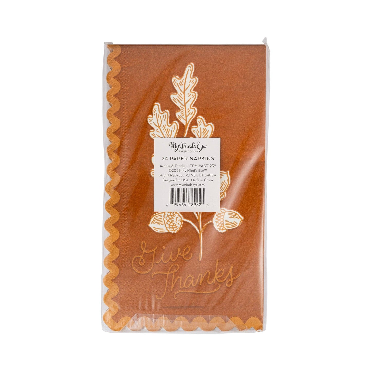 Acorns Give Thanks Dinner Napkin - Jennie Dots