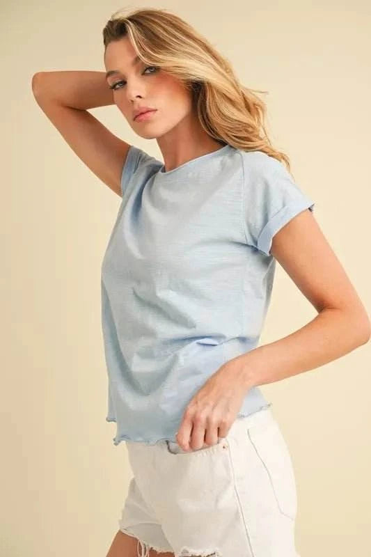 Aemi + Co Lettuce Edge Round Neck Short Sleeve T-Shirt - Jennie Dots