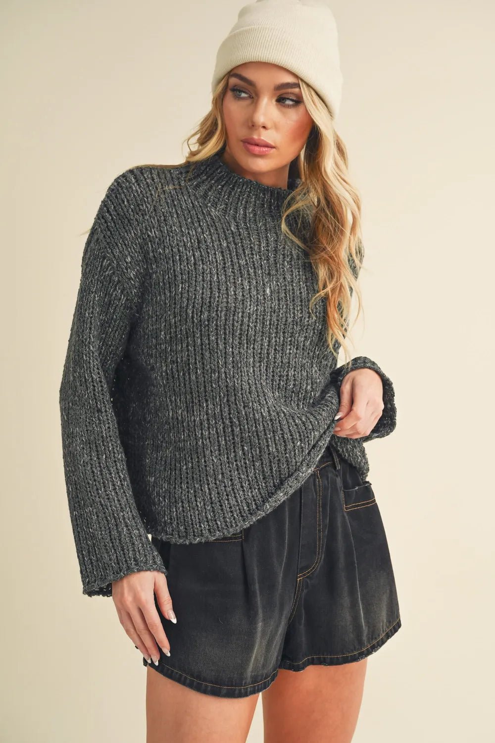 Aemi + Co Mock Neck Long Sleeve Sweater - Jennie Dots