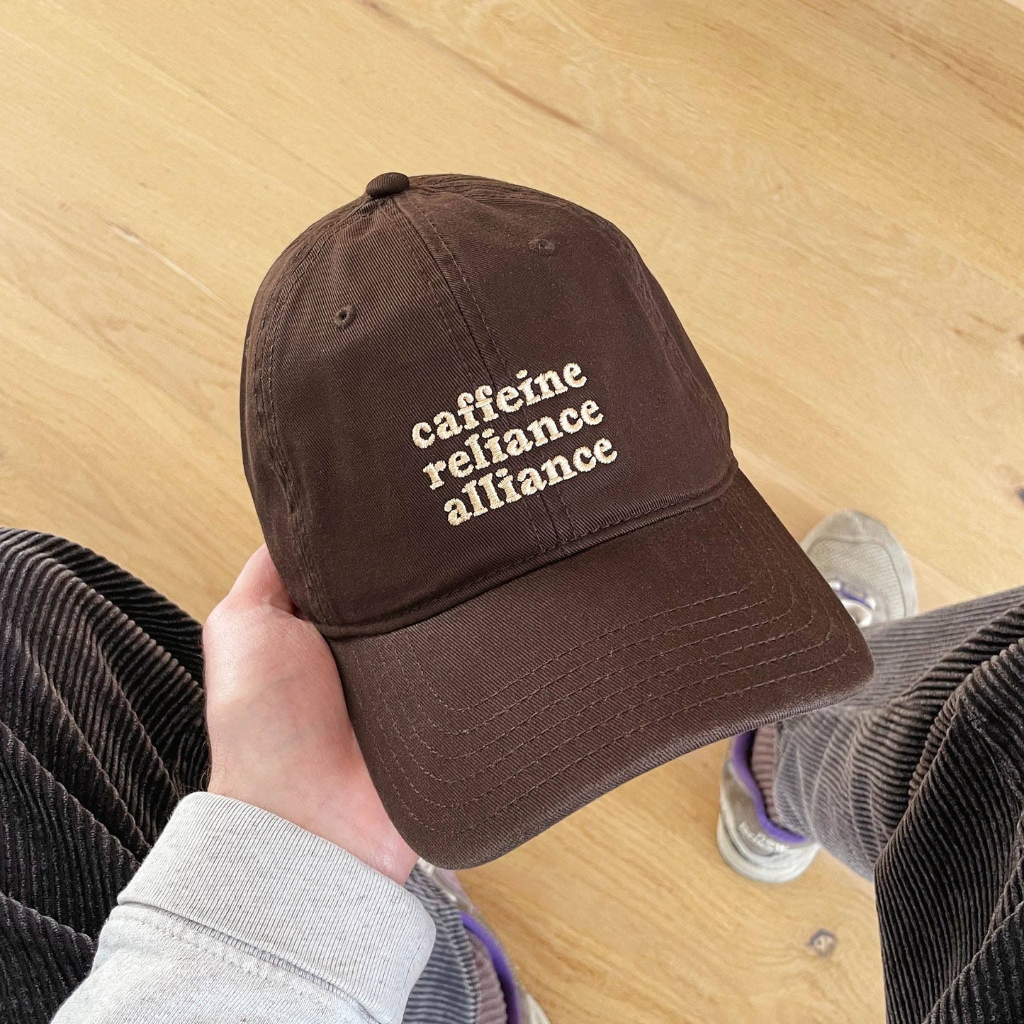 Alphabet Bags - Caffeine Reliance Alliance - Cotton Baseball Cap - Jennie Dots