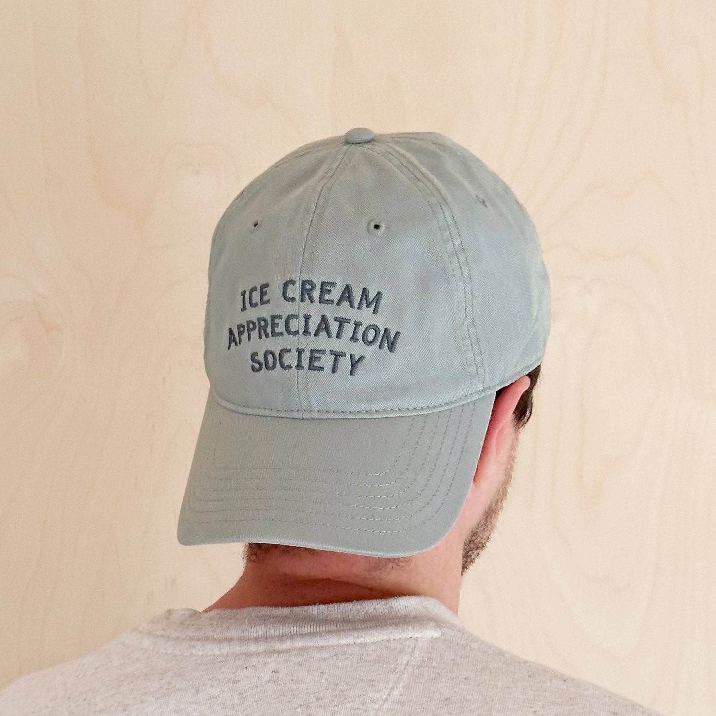 Alphabet Bags - Ice Cream Appreciation Society - Cotton Baseball Cap - Pale Vintage Blue - Jennie Dots