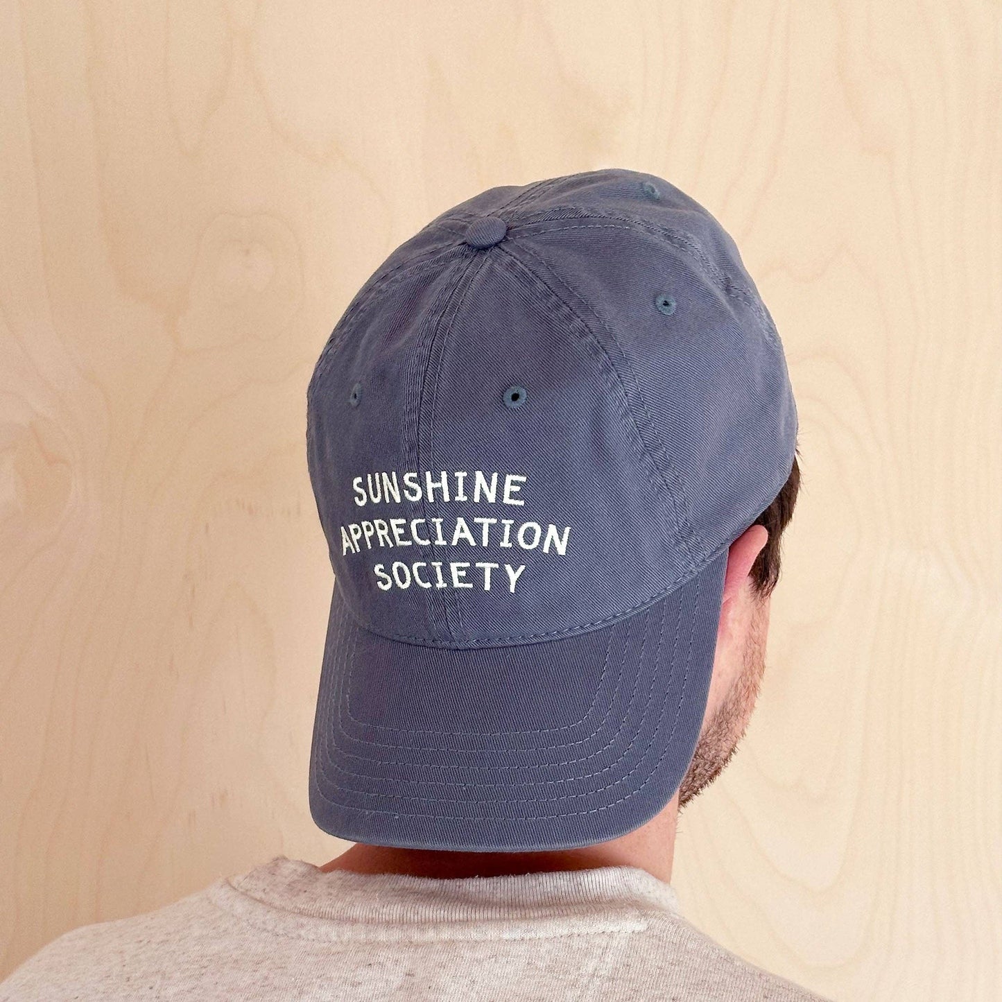 Alphabet Bags - Sunshine Appreciation Society - Cotton Baseball Cap - Vintage Blue - Jennie Dots