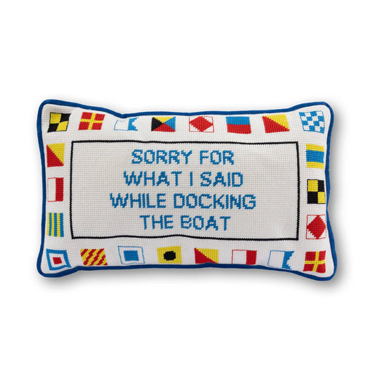 Furbish Studio - Docking The Boat Needlepoint Pillow - Jennie Dots