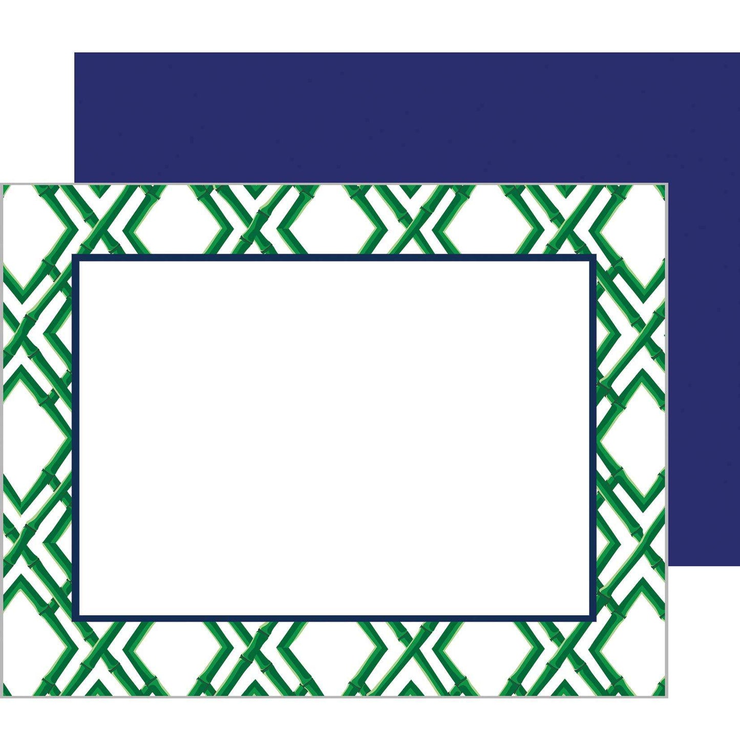 Bamboo Trellis Flat Notecards in green with luxe white cardstock designed for stylish notes.