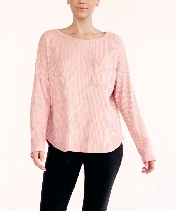 Bamboo Waffle Long Sleeve Pullover - Jennie Dots