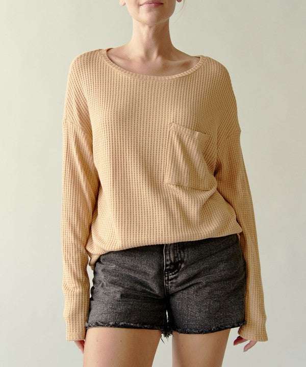 Bamboo Waffle Long Sleeve Pullover - Jennie Dots