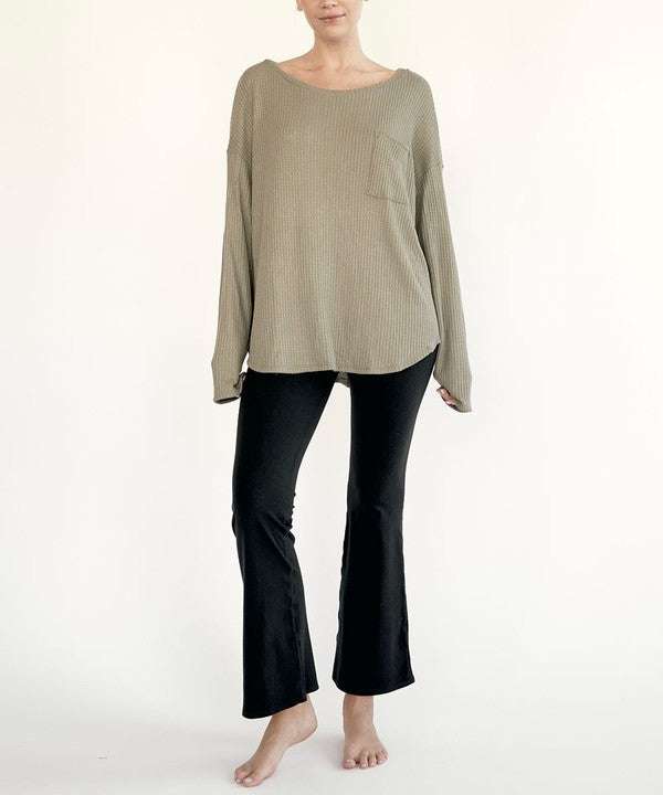 Bamboo Waffle Long Sleeve Pullover - Jennie Dots