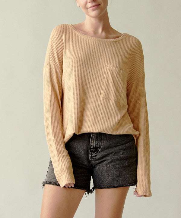 Bamboo Waffle Long Sleeve Pullover - Jennie Dots
