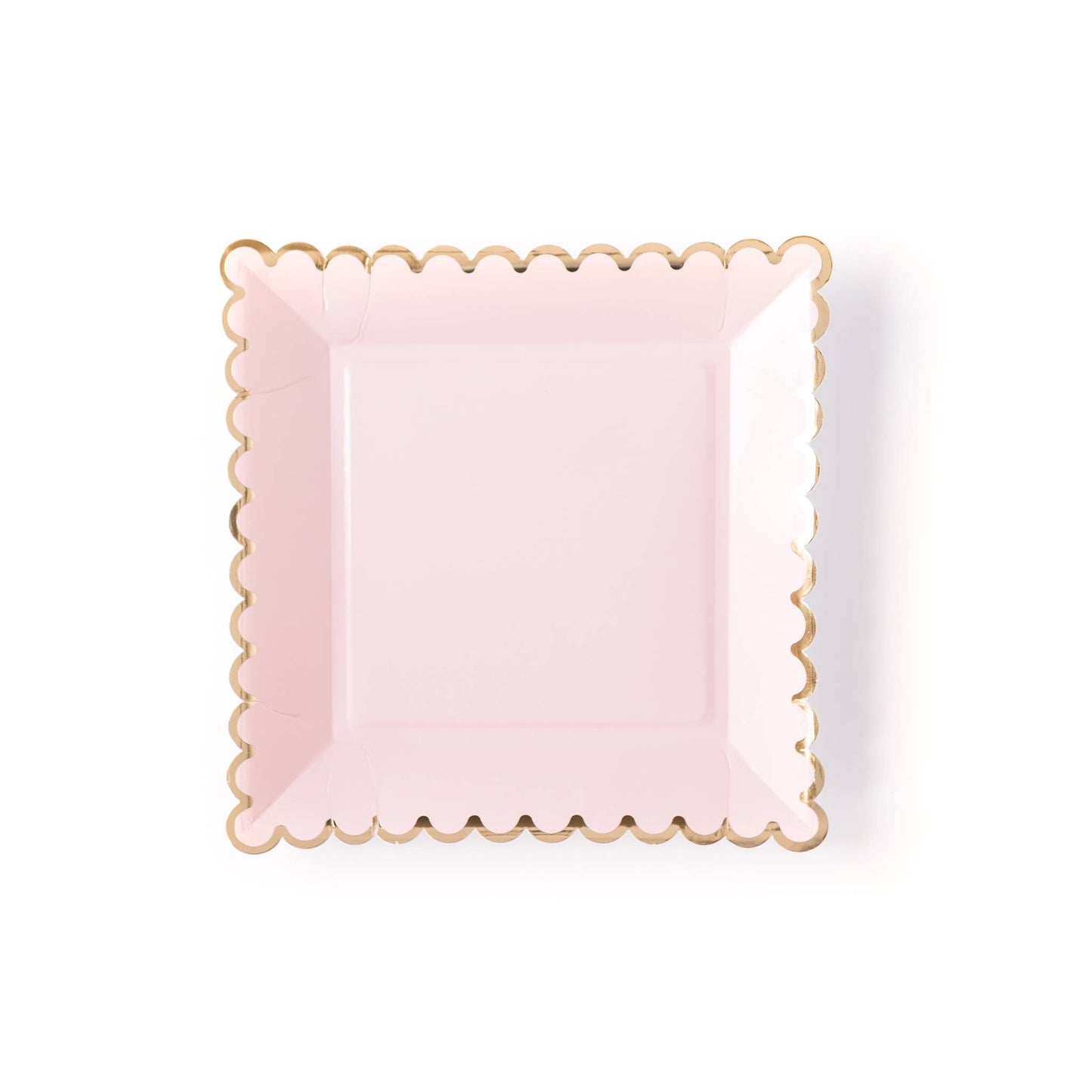 Basic Plates 9" Blush with Gold Foil Accents, Square Paper Plates