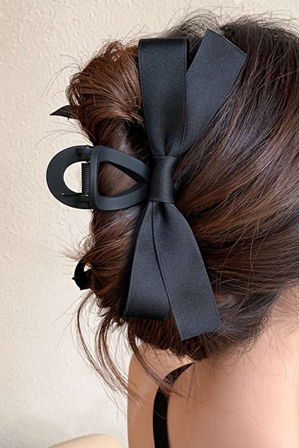 Black Bow Decor Large Hair Claw Clip - Jennie Dots