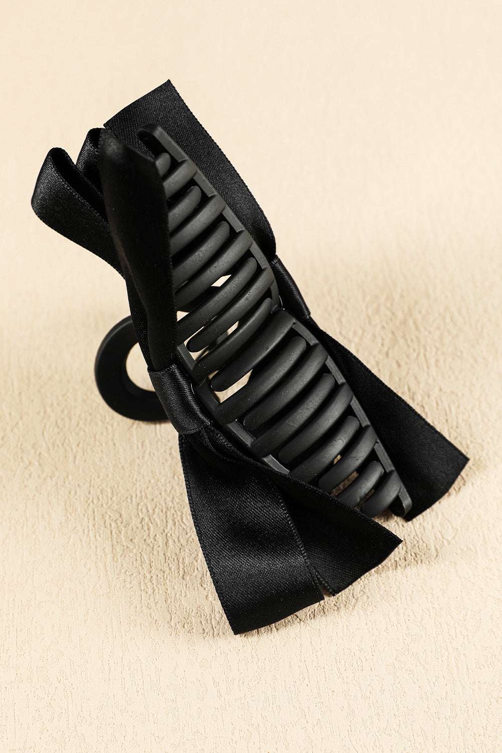 Black Bow Decor Large Hair Claw Clip - Jennie Dots