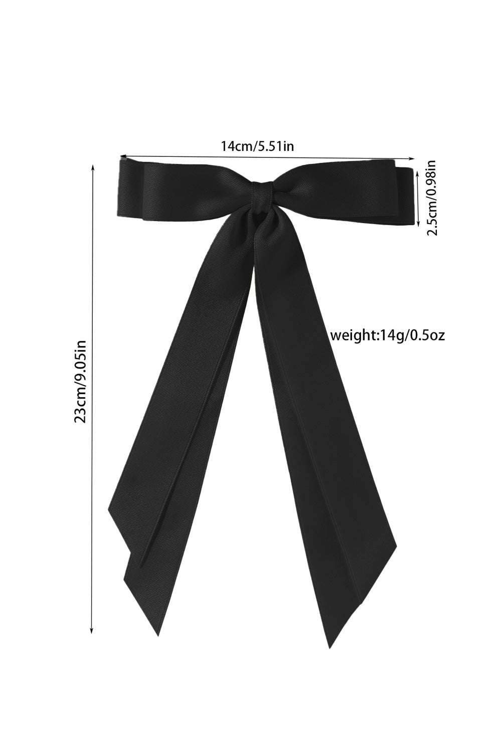 Black double bow knot alligator hair clip with elegant ribbon design.