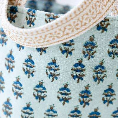 Block Print Velvet Tote - Mint - Jennie Dots