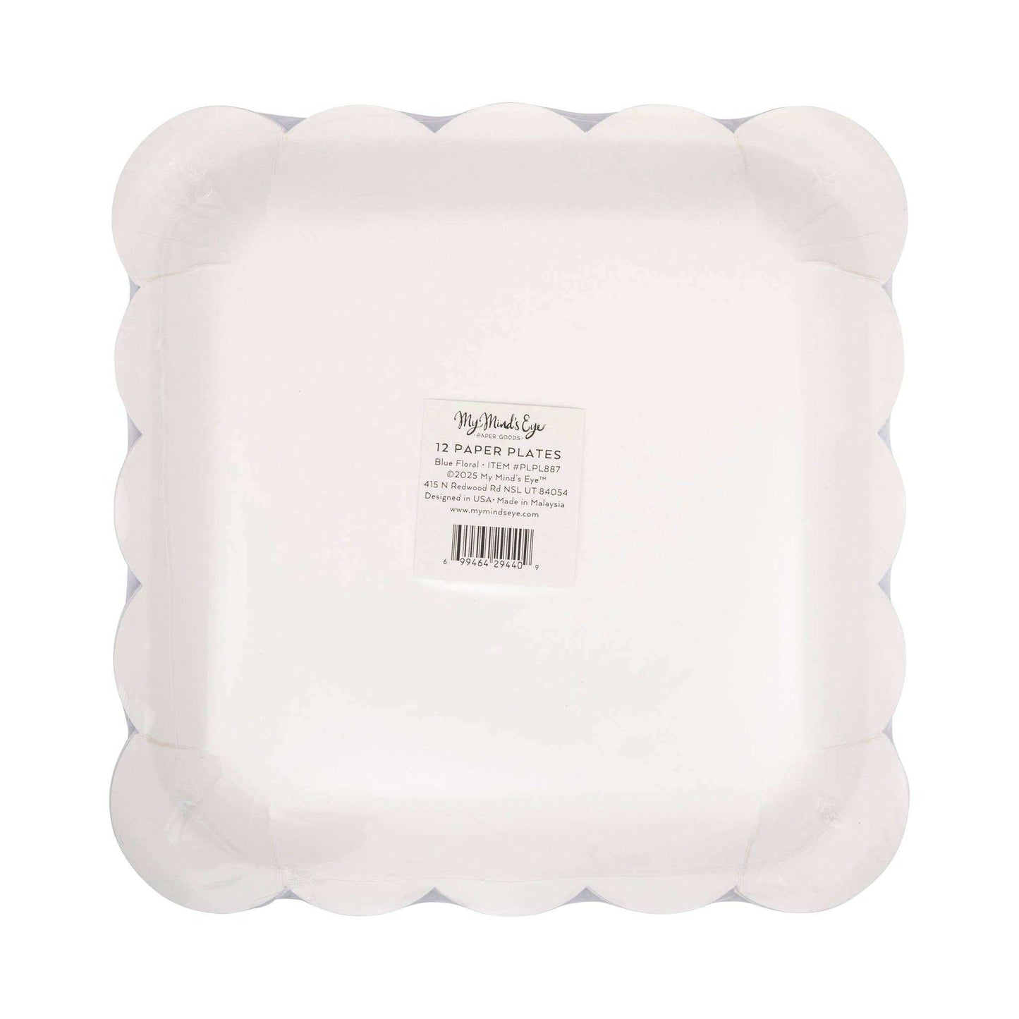 Blue Floral Paper Plate - Jennie Dots