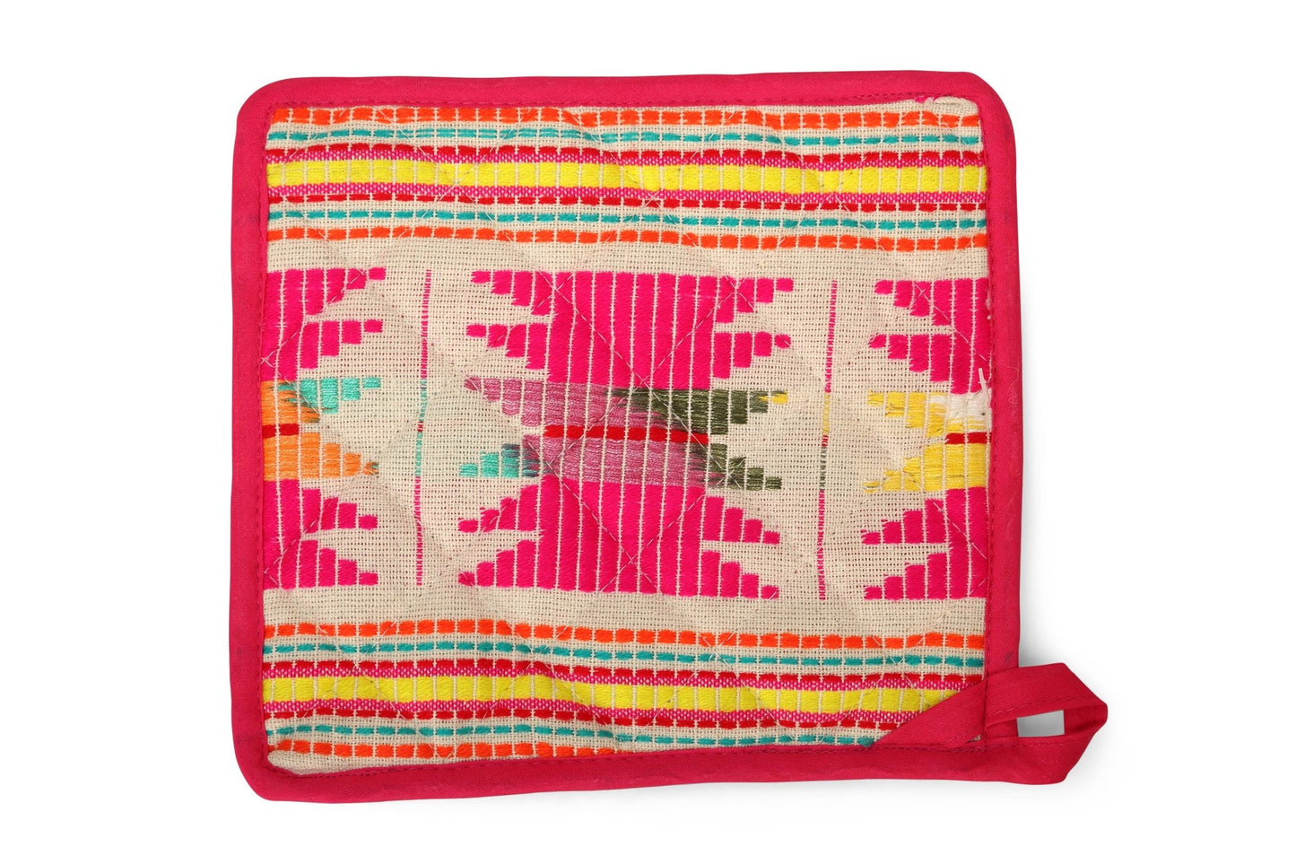 Casa Amarosa - Pink Star Oven Mitts & Pot Holder/ Set Of 2 - Jennie Dots