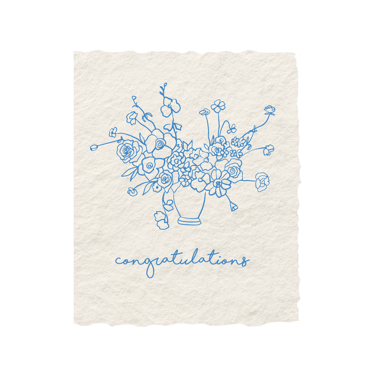Congratulations floral bouquet greeting card with letterpress design on eco-friendly paper.