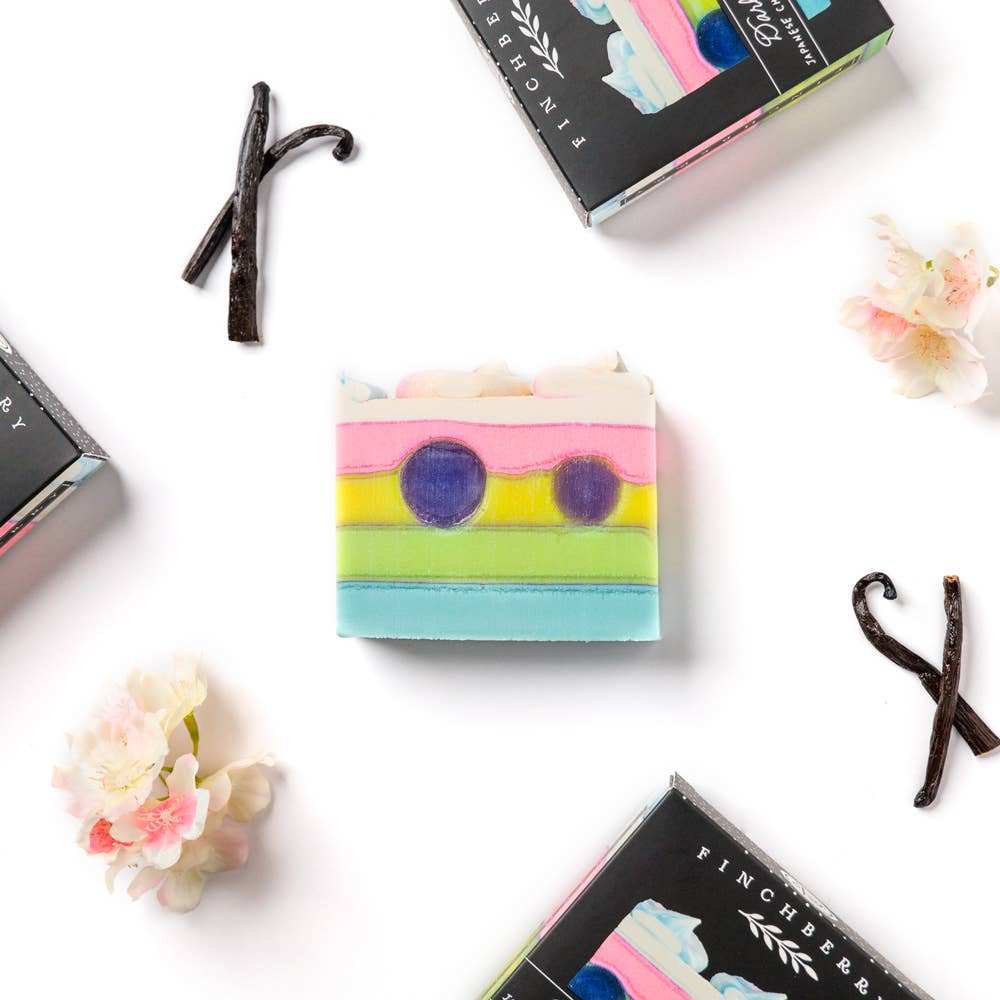 Darling vegan-friendly gluten-free boxed soap with cherry blossom and vanilla scent.