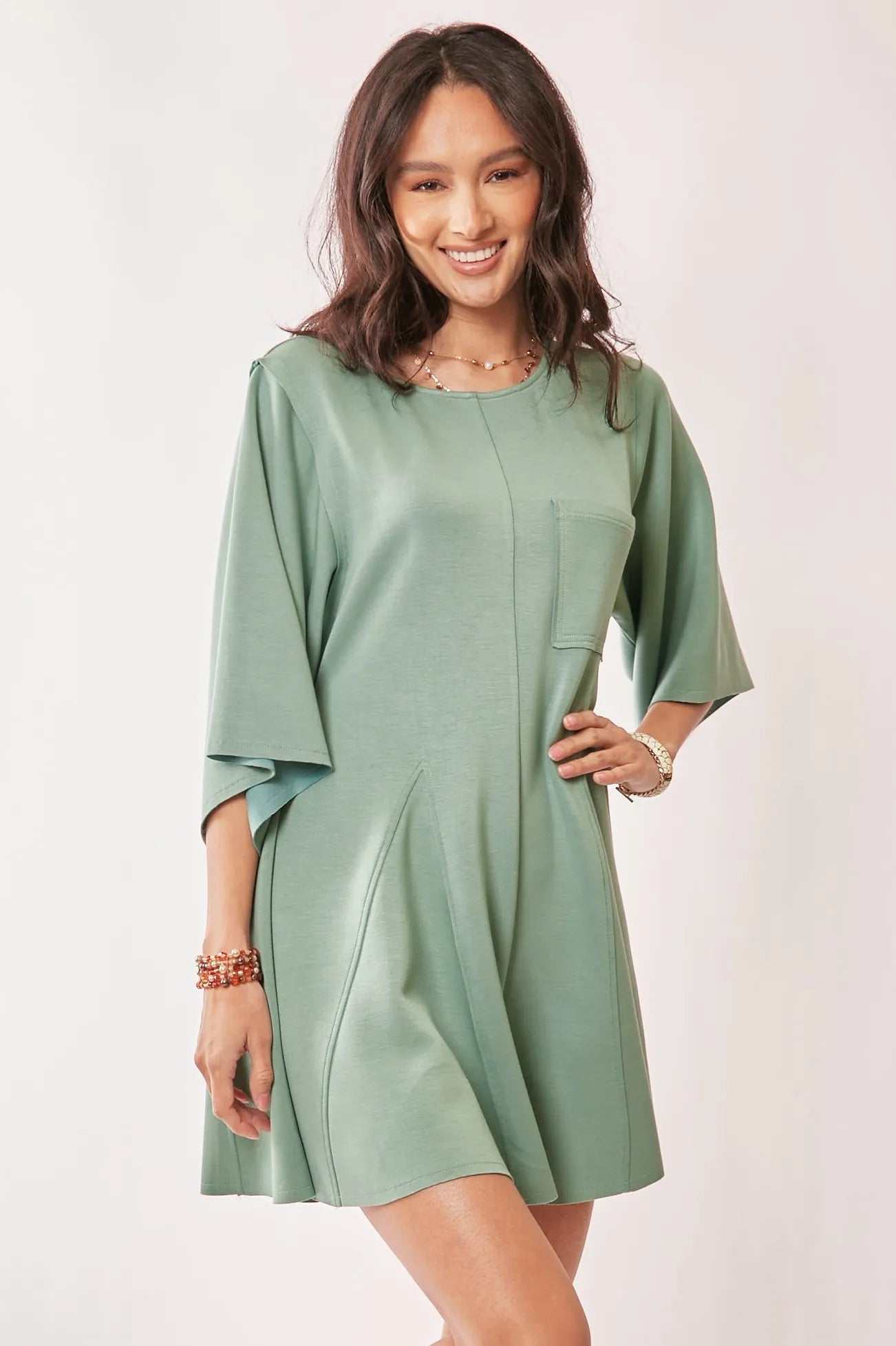 Davi & Dani Solid Draped Sleeve Ties Back Skort Romper - Jennie Dots