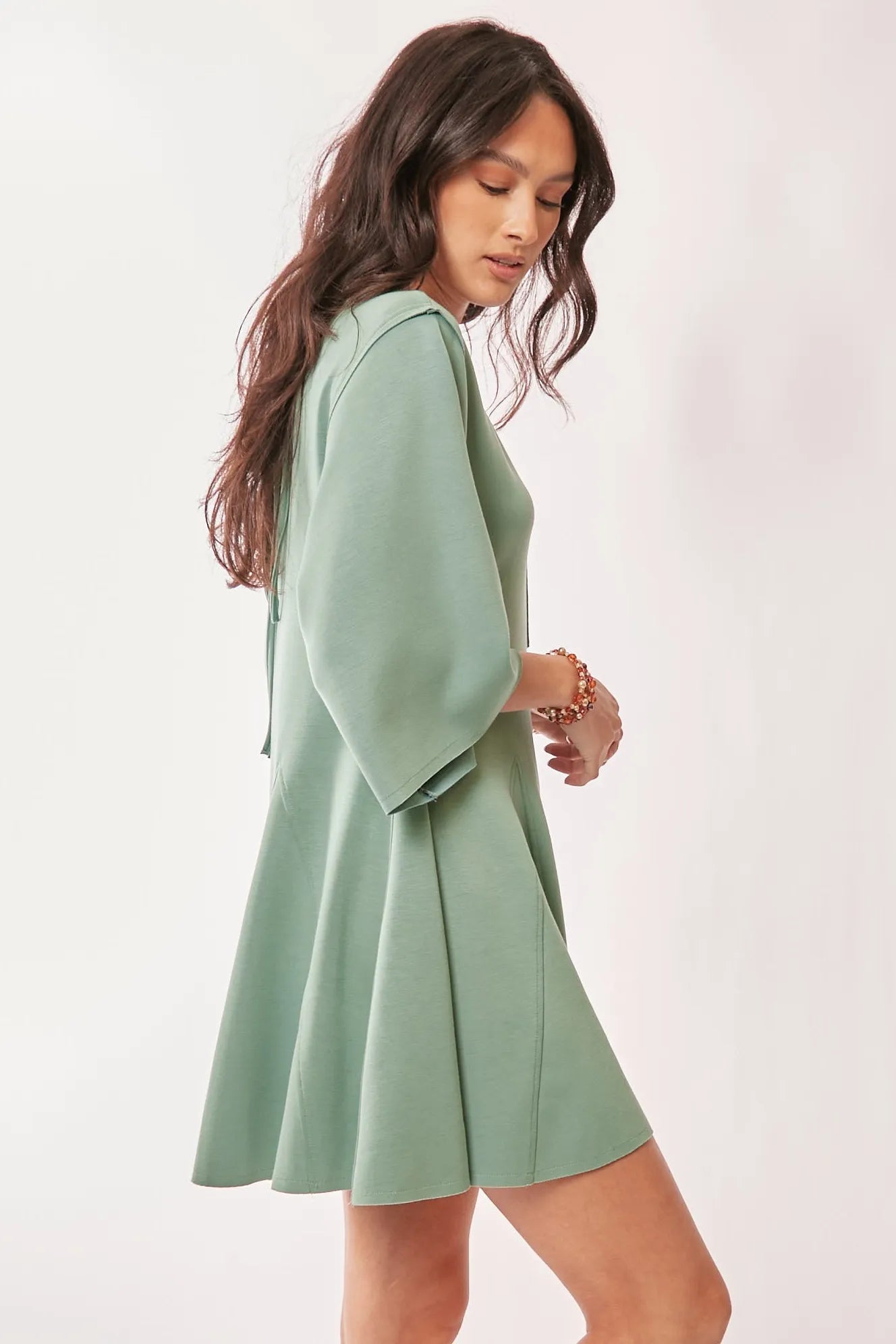 Davi & Dani Solid Draped Sleeve Ties Back Skort Romper - Jennie Dots