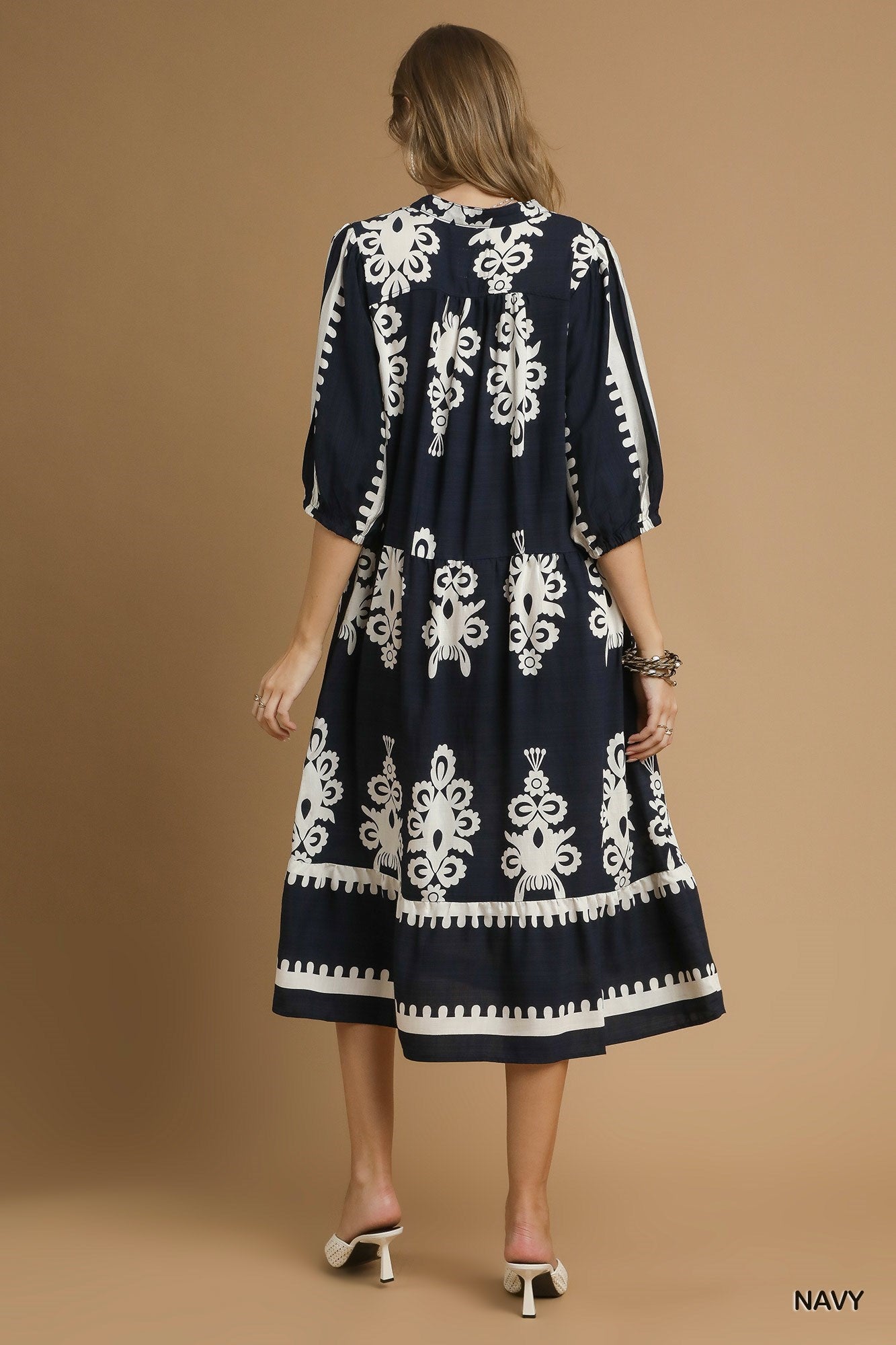 Desert Bloom Embroidered Midi Dress - Jennie Dots
