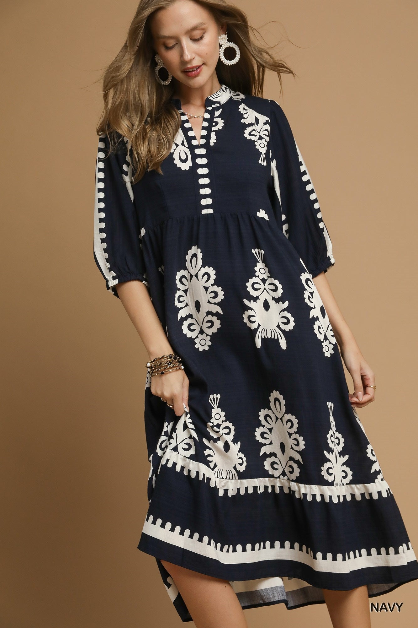 Desert Bloom Embroidered Midi Dress - Jennie Dots