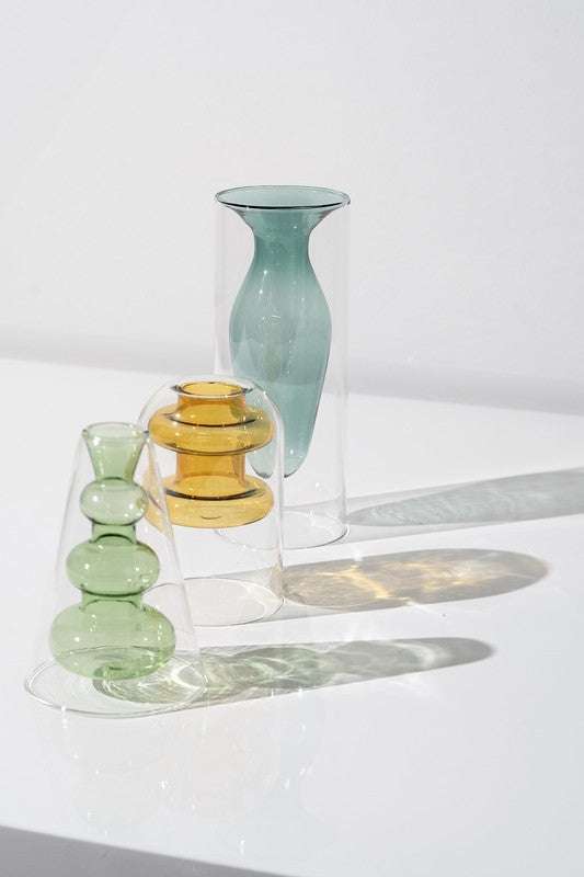 Double Layer Transparent Glass Vase 3 pcs/set - Jennie Dots