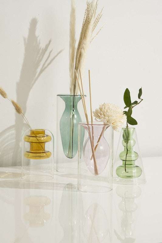 Double Layer Transparent Glass Vase 3 pcs/set - Jennie Dots