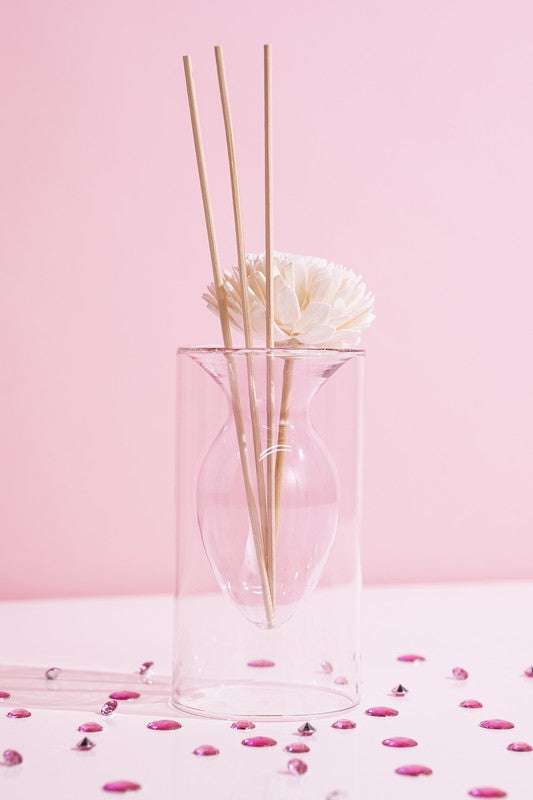 Double Layer Transparent Glass Vase - Pink - Jennie Dots