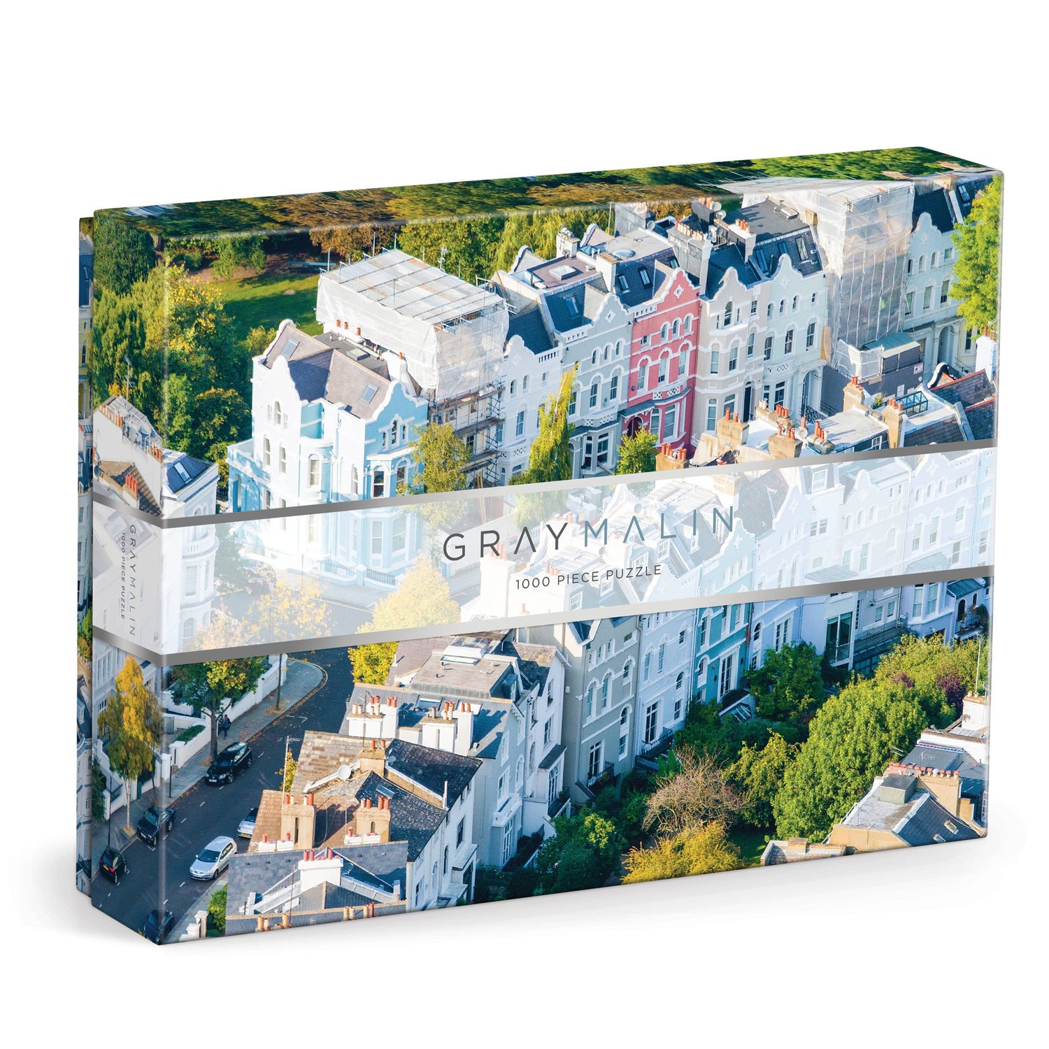 Gray Malin puzzle box with cityscape design and brand name.