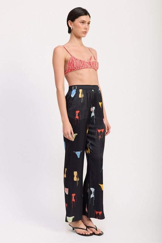 Emory Park PRINTED SATIN WIDE LEG PANTS - Jennie Dots