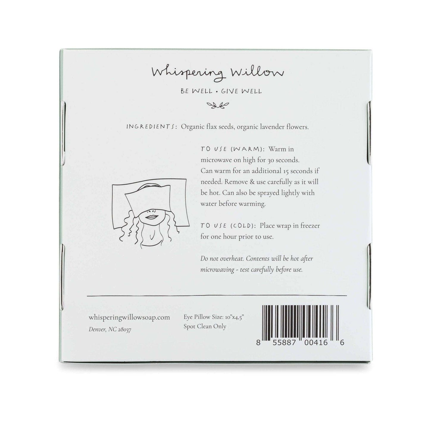 Lavender Eye Pillow in Box with Instructions and Ingredients