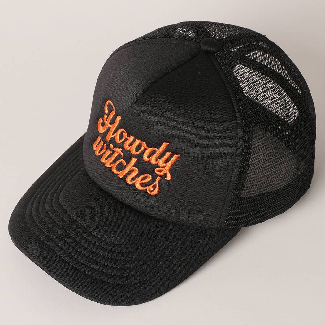 Fashion City - Howdy Witches Embroidered Mesh Back Trucker Hat - Jennie Dots