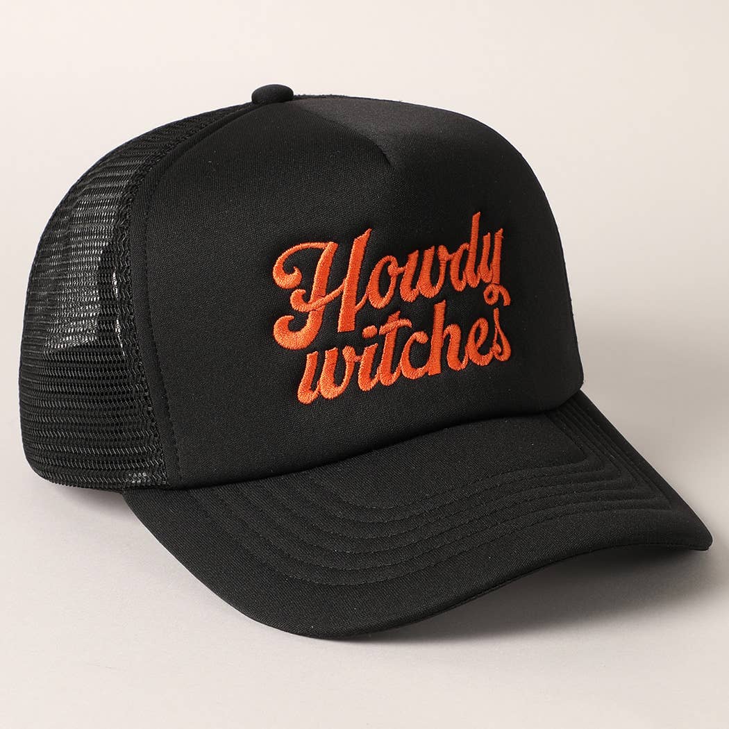 Fashion City - Howdy Witches Embroidered Mesh Back Trucker Hat - Jennie Dots