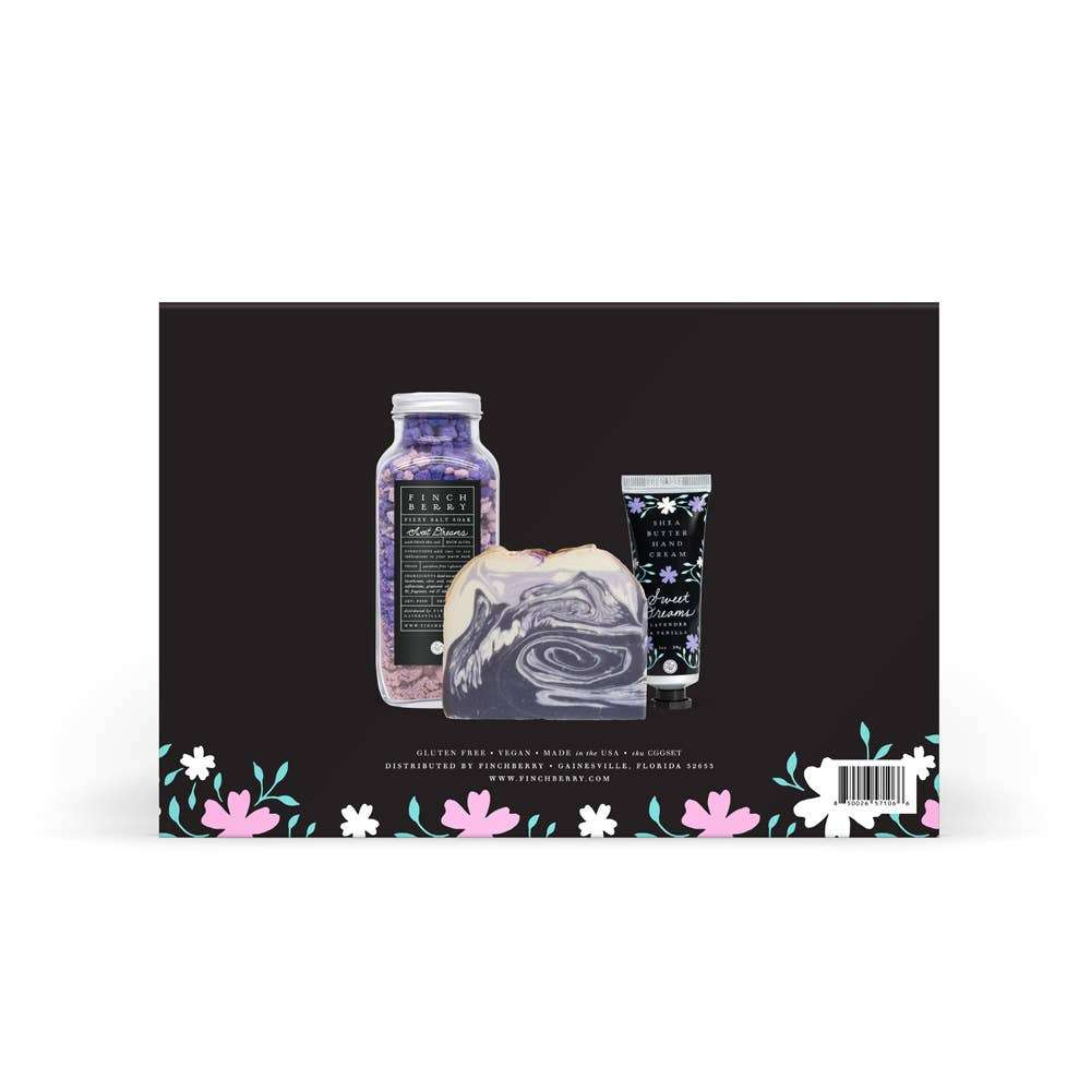 FinchBerry Congratulations 3 Pc Handcrafted Bath & Body Gift Set with Sweet Dreams Soap, Fizzy Soak, and Hand Cream.