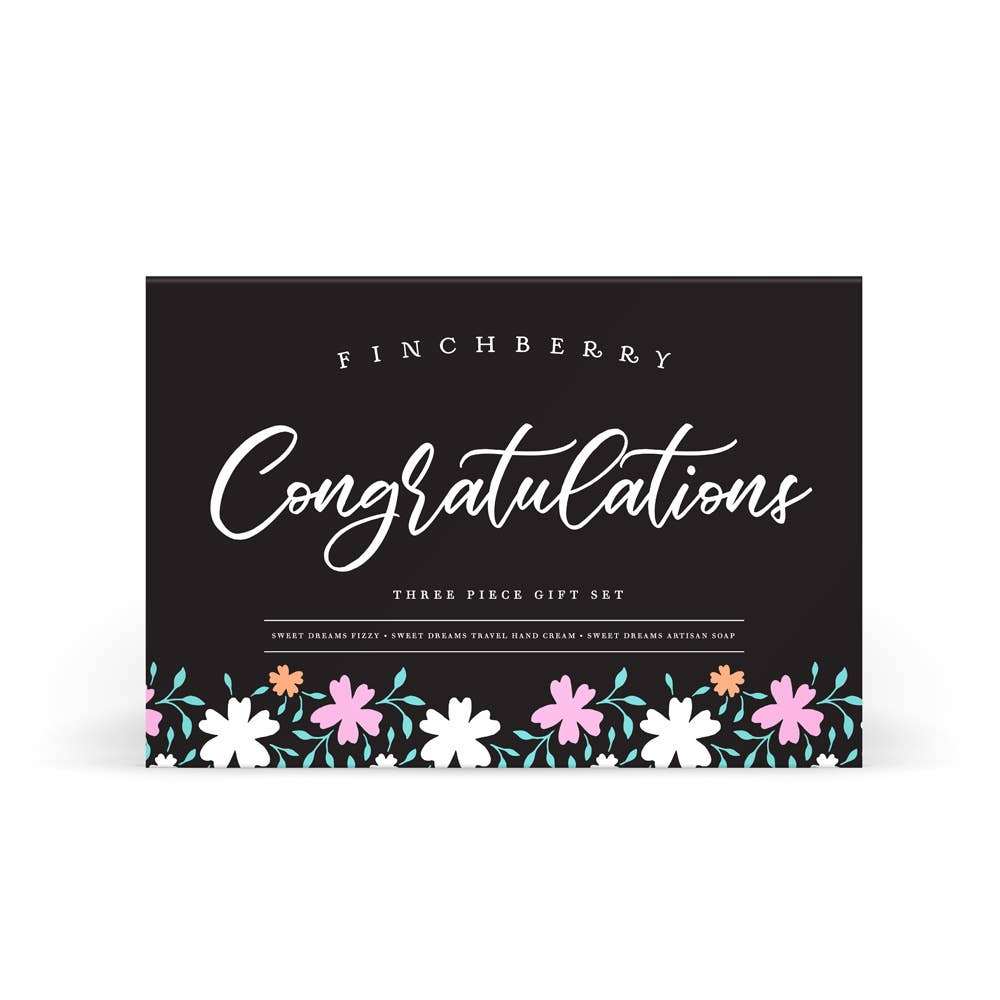 FinchBerry Congratulations 3 Pc Handcrafted Bath & Body Gift Set with Sweet Dreams products.