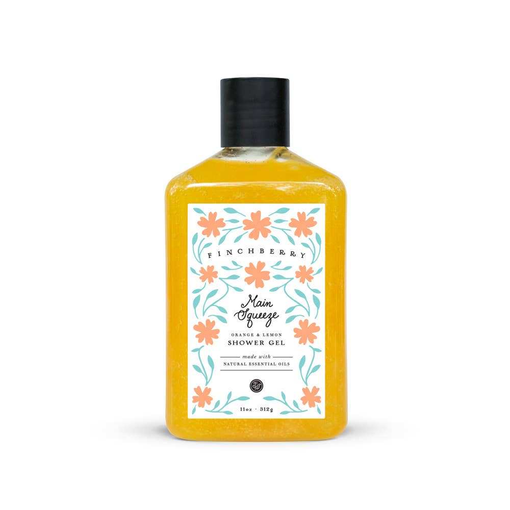 Finchberry Happy Birthday bath and body gift set with Main Squeeze shower gel.