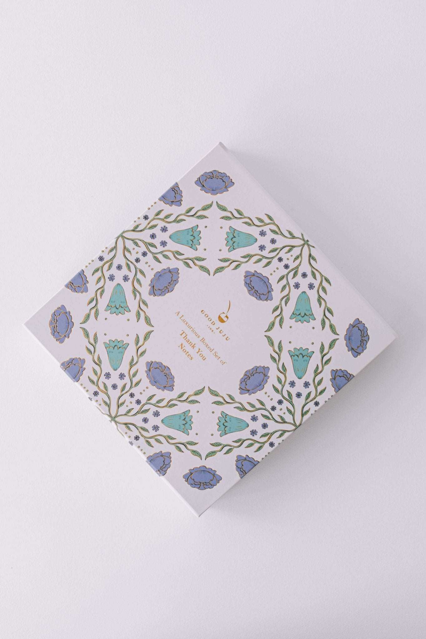 Folk Pattern Luxury Stationery Set in Green/Blue with Keepsake Box