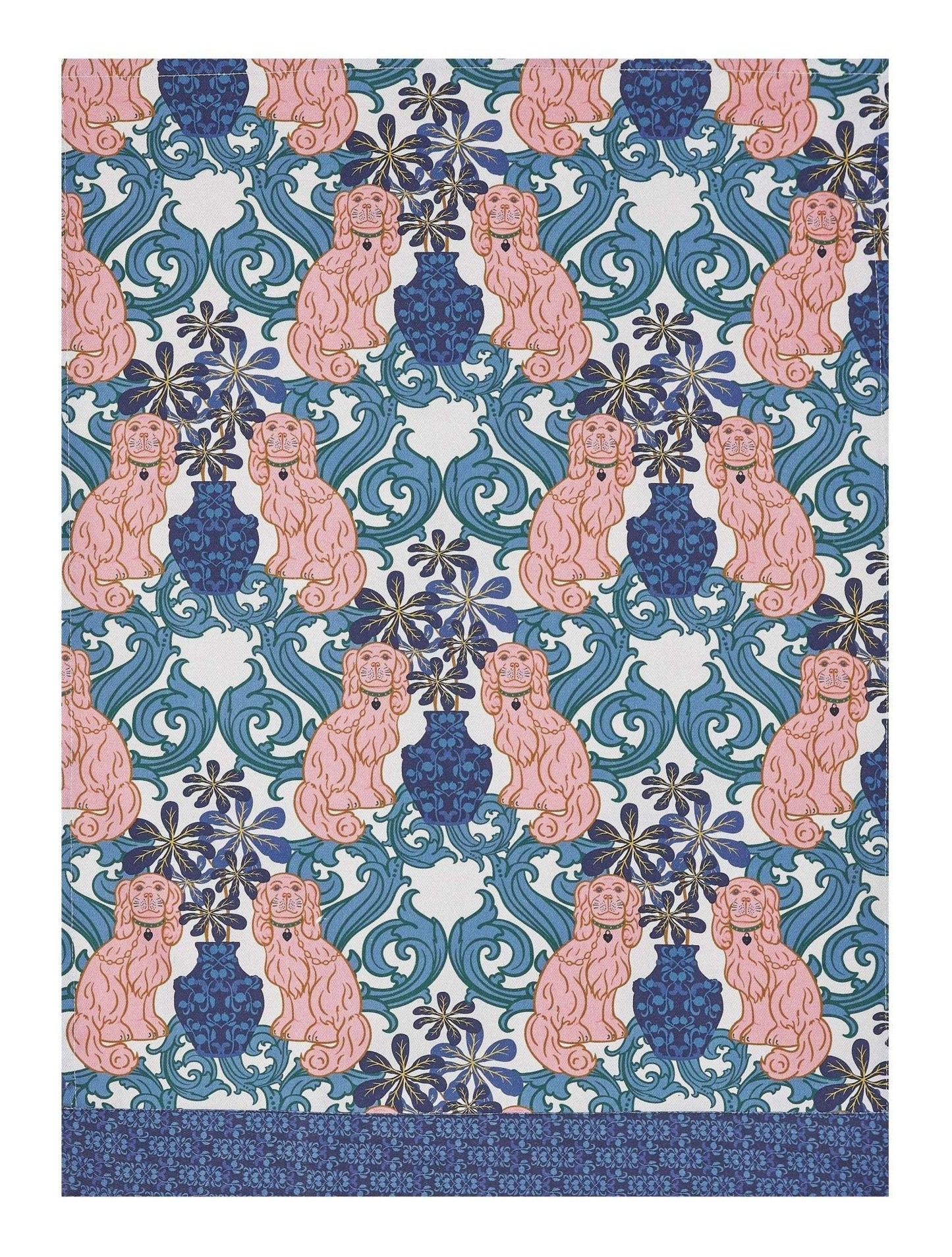 Foo Dog digital print kitchen towel, 18x25 inches, 100% cotton, designed by Teresa Chan.