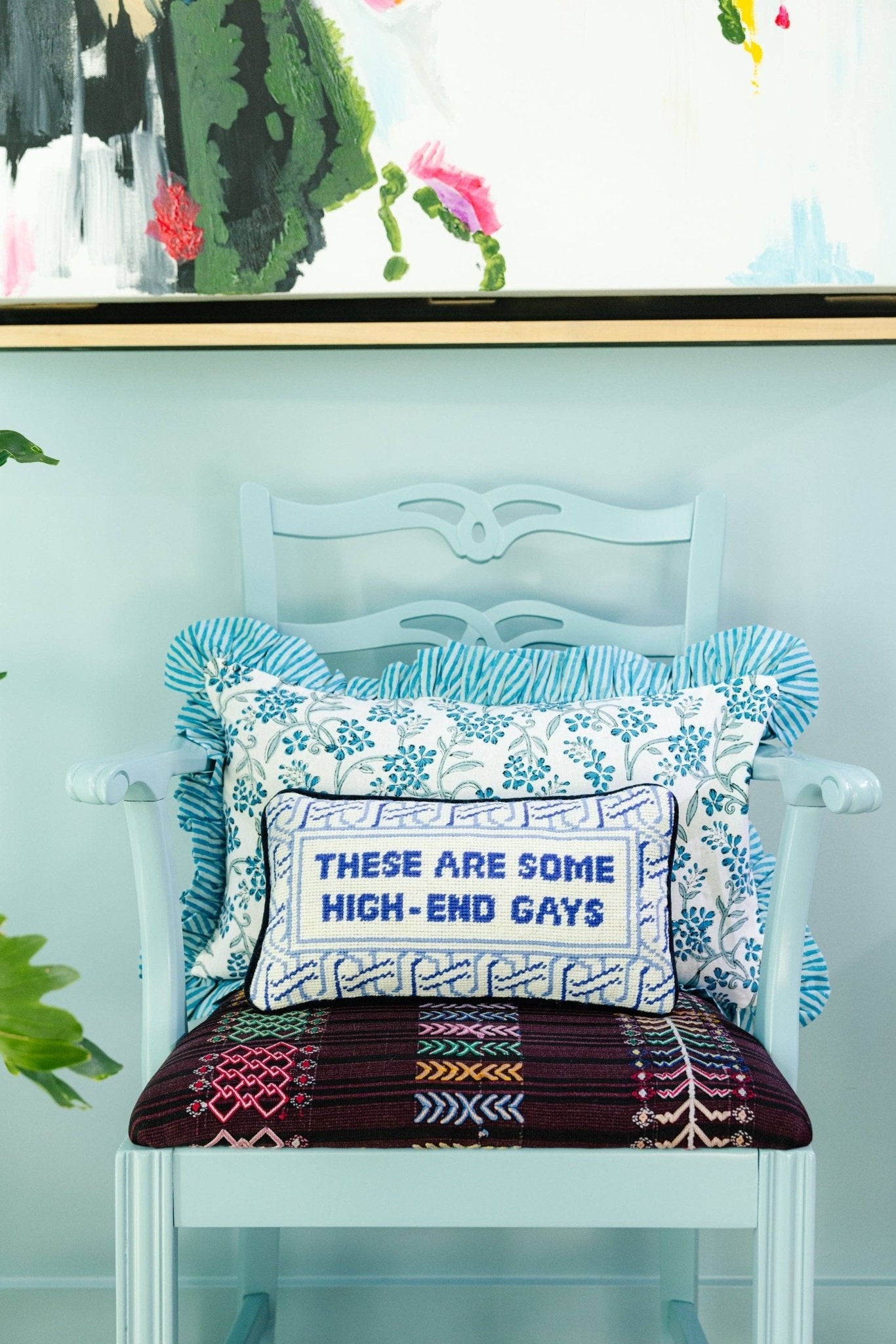 Furbish Studio - High - End Gays Needlepoint Pillow - Jennie Dots