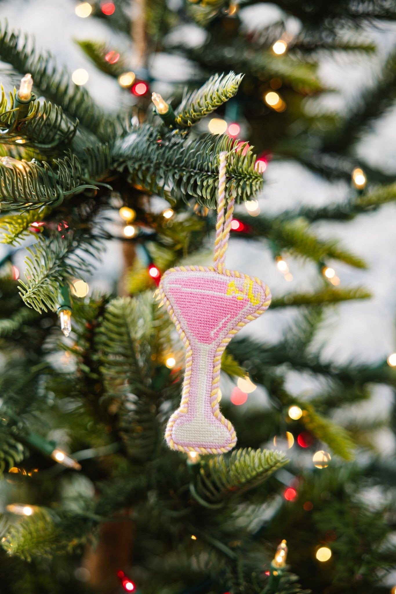 Furbish Studio - Needlepoint Icon Ornament - Cosmopolitan - Jennie Dots